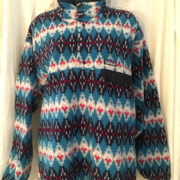 mens patterned fleece pullover